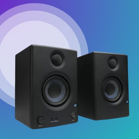 Presonus Eris E3.5 BT Bluetooth Studio Monitors Media Speakers+Wood Desk  Stands